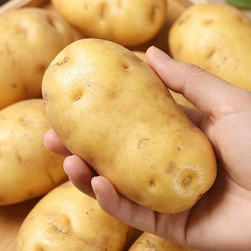 Hand Holding Rough-Skinned Yellow Potatoes