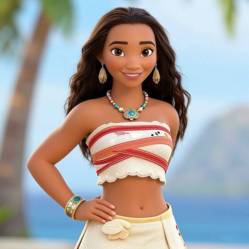 Moana-Inspired Woman in Fancy Costume