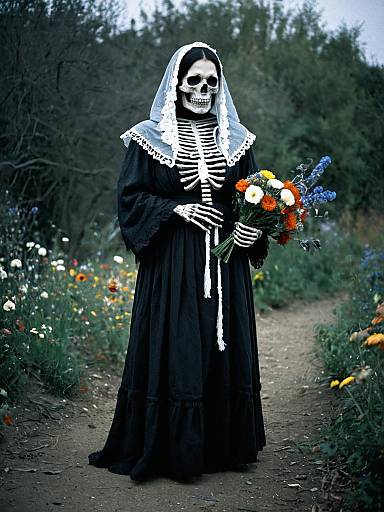Llorona Costume with Robe and Skull