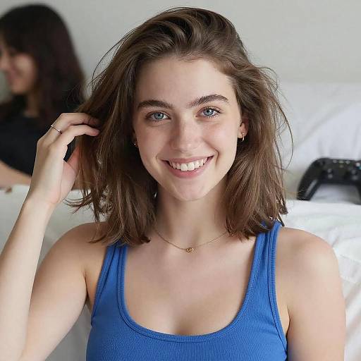 Smiling Woman with Gaming Setup