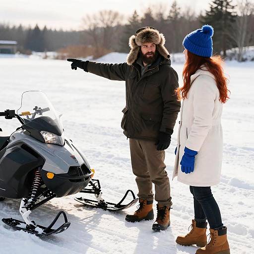 Snowy Landscape with Engaging Duo