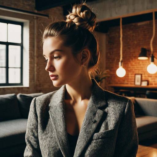 Fashion Model with Braided Bun in Modern Loft Fashion Model with Braided Bun in Modern Loft