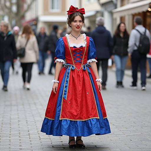 Woman in Red and Blue Costume
