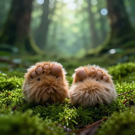 Whimsical Furry Toes on Mossy Floor