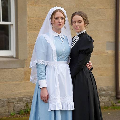 Victorian Maid in Blue and Black