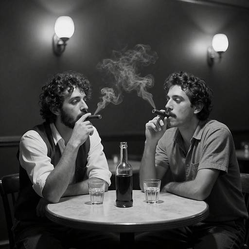 Candid Moment: Two Men in Shadows