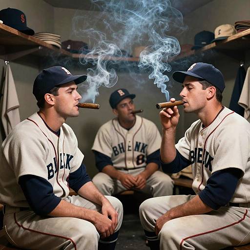 Photograph of two male baseball players in white 