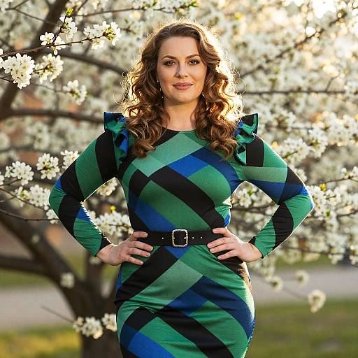Confident Woman Amid Blooming Flowers