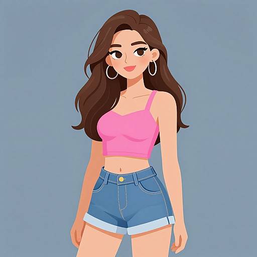 Stylish Young Woman Cartoon Illustration