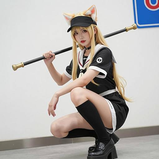 Anime-Inspired Cosplay Scene with Cat Ears