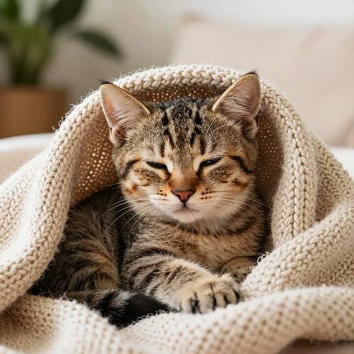Cozy Kitten Snuggled in Blanket