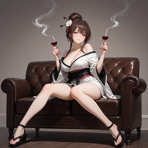 Seductive Curvy Woman in Kimono