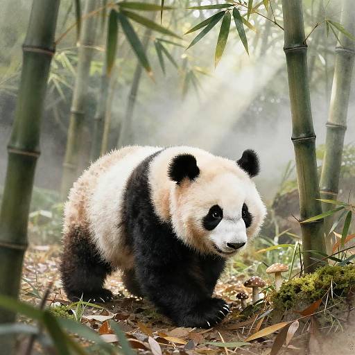 Charming Baby Panda in Misty Bamboo Grove
