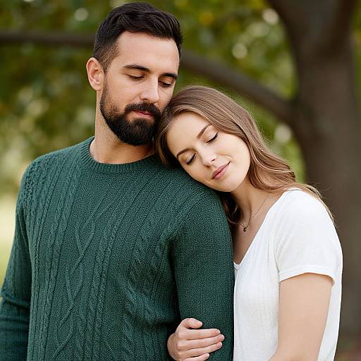 Candid Outdoor Couple Embrace