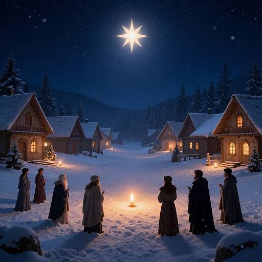 Star of Bethlehem Winter Village Scene