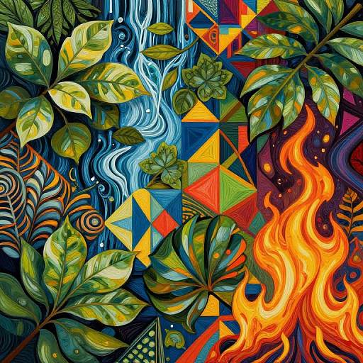 Intricate Natural-Geometric Collage Art