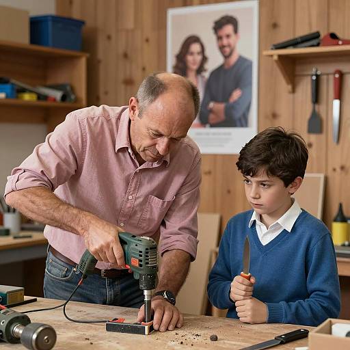 Dynamic Workshop Scene with Mentor and Apprentice