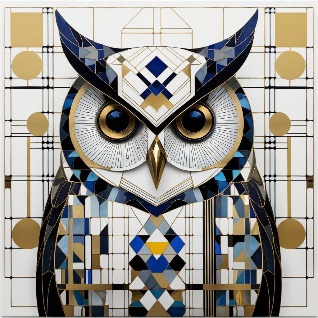 Geometric Owl Art in Minimalist Style