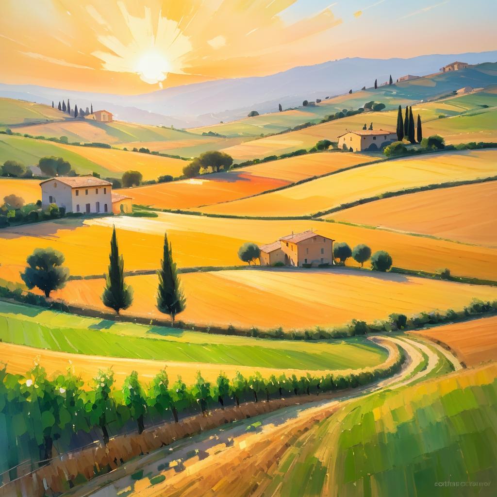 Serene Italian Countryside at Sunset