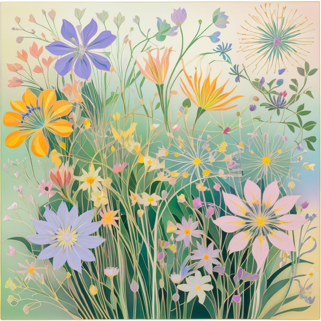 Intricate Circuitry of Wildflowers in Pastels