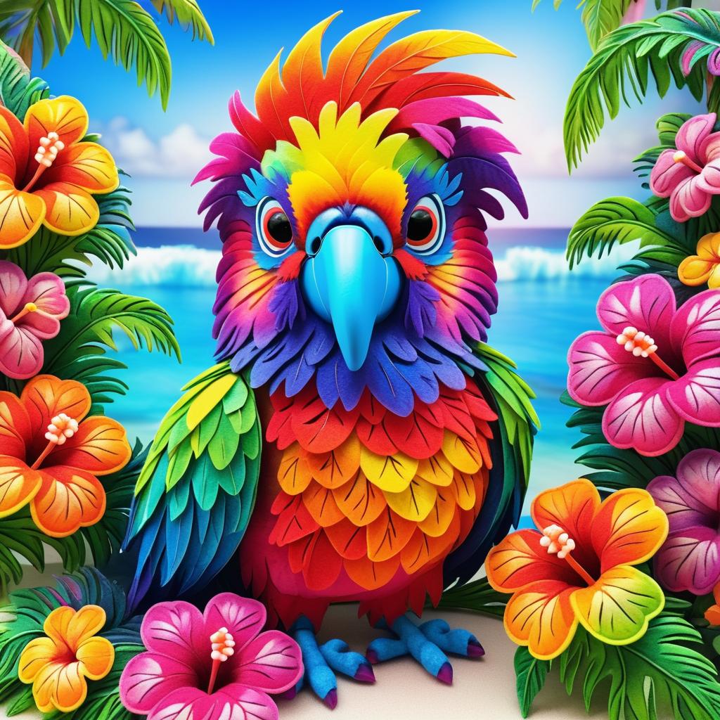 Whimsical Parrot with Tropical Vibes