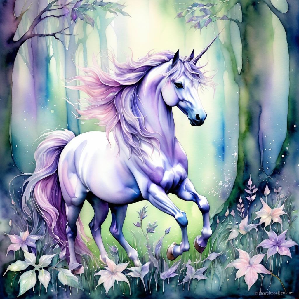 Ethereal Unicorn in a Lush Forest