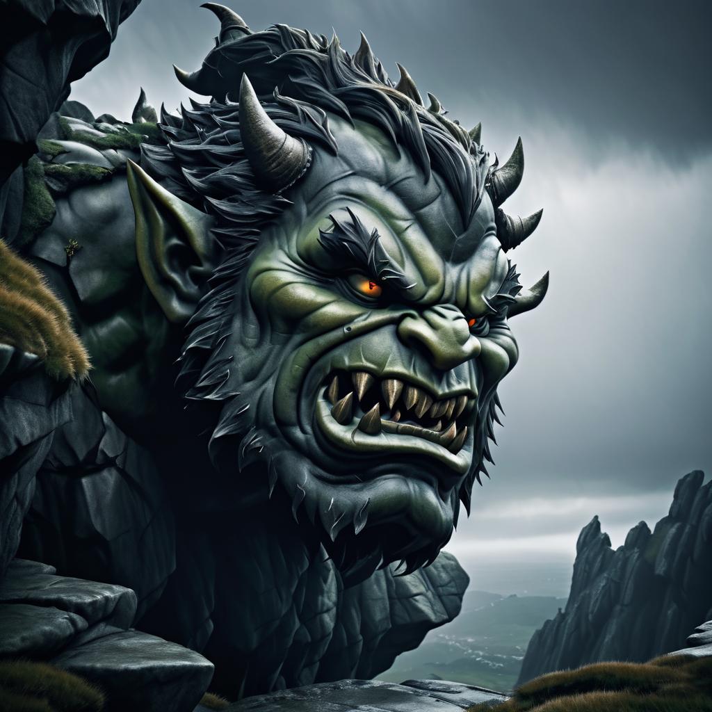 Menacing Ogre in Gloomy Fantasy Landscape