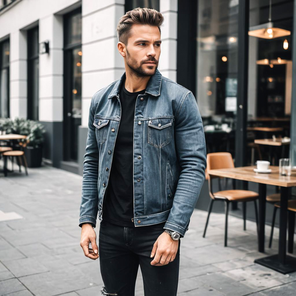 Trendy Urban Style of a Broad-Shouldered Man