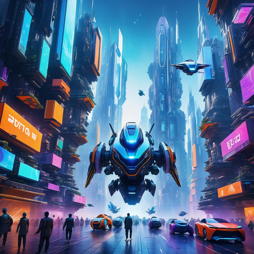 Surreal Robot in Futuristic Cityscape