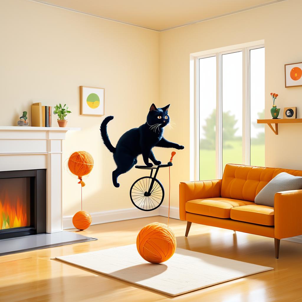 Whimsical Cat on a Unicycle Adventure