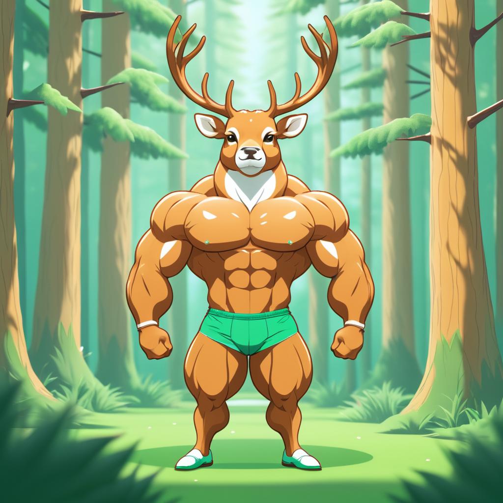 Kawaii Buff Deer in Tranquil Forest