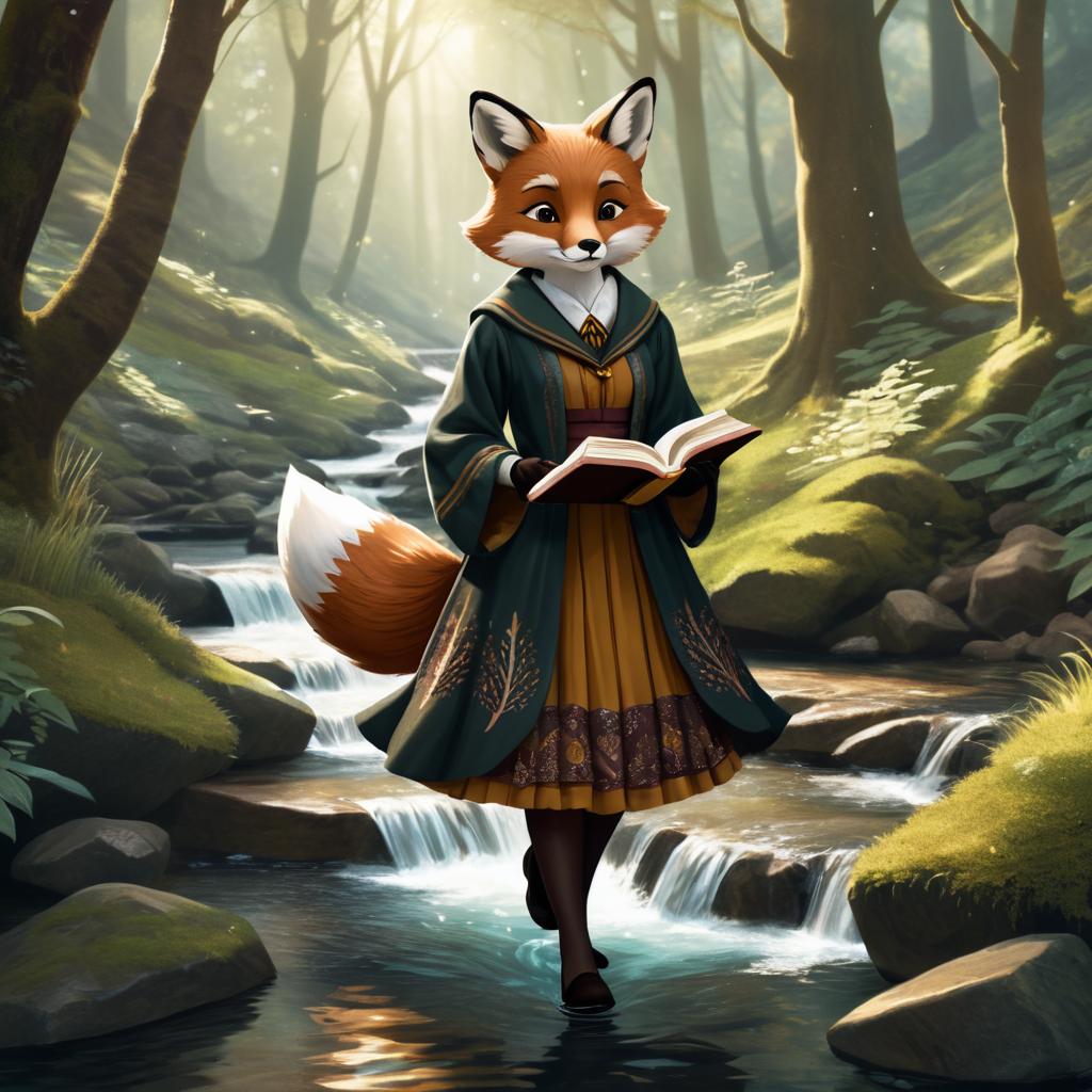 Anthropomorphic Fox Hermione in Forest