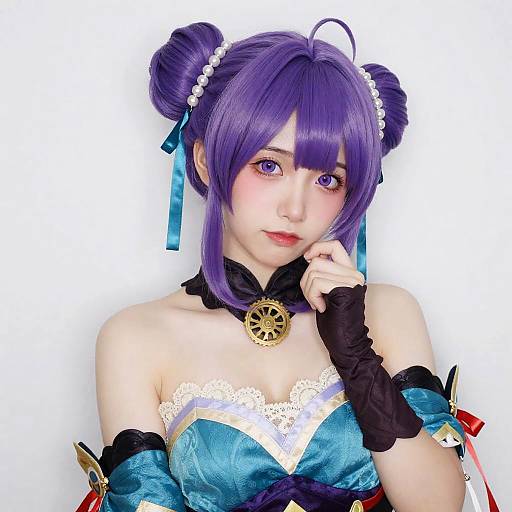 Aether Genshin Purple Twintails Portrait