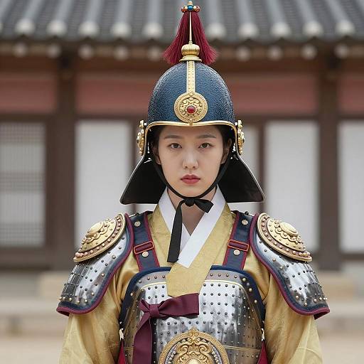 East Asian Woman in Traditional Korean Armor