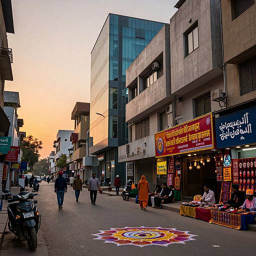 Modern Amritsar Street at Sunset