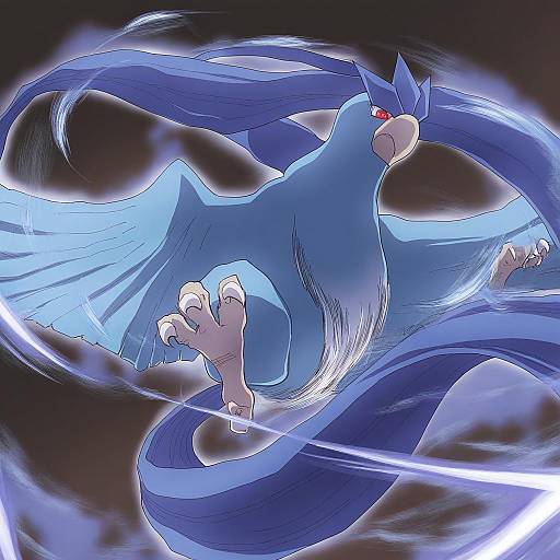 Illustration of Articuno, pokemon in the style of Yaneko uta