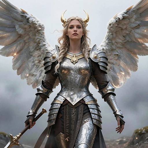 Majestic Nordic Valkyrie in Ornate Armor