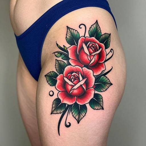 Vibrant Red Rose Tattoo Detail