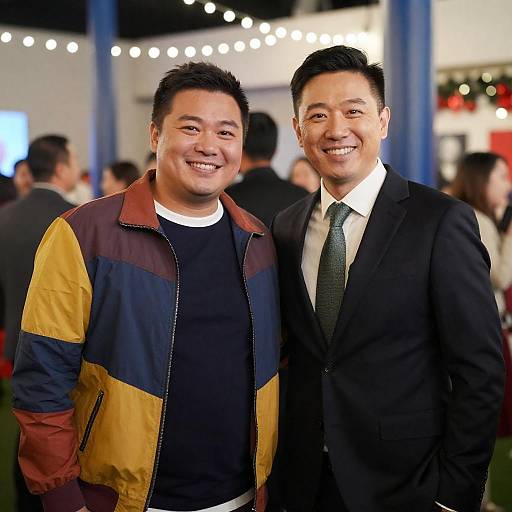 Festive Indoor Portrait of Two Men