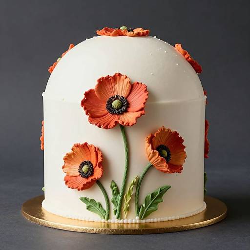 Oriental Poppy Floral Cake Dome