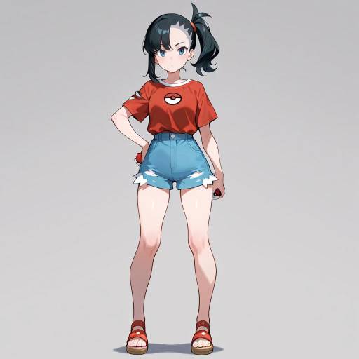 Girl with Poke Ball in Red Themed Scene