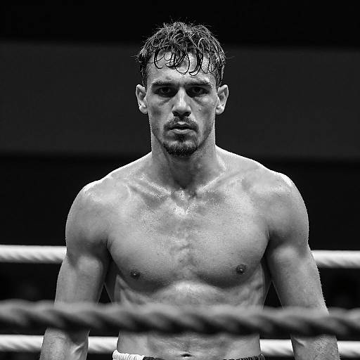 Intense Boxer in Dramatic Black-and-White