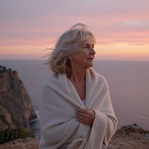 Wise Woman at Ocean Sunset