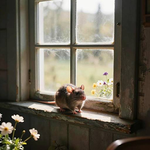 Gentle Rat at Countryside Windowsill