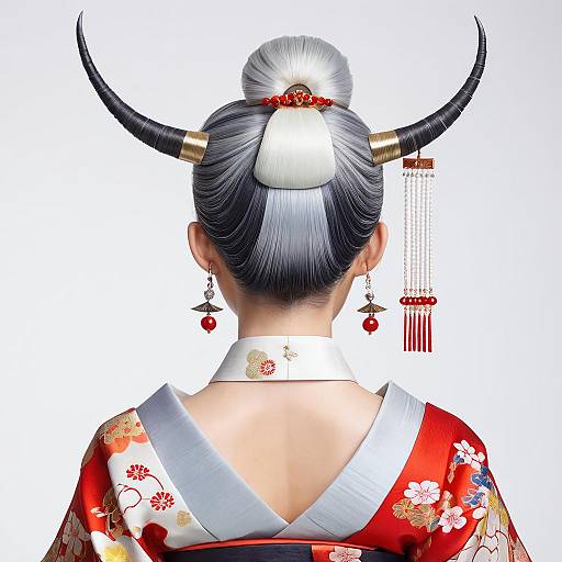 Japanese Kimono Girl with Horns