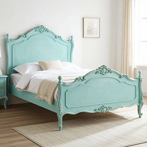 Romantic French Rococo Aqua Bed