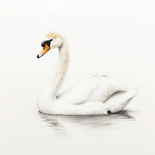 Elegant Minimalist Swan Pencil Drawing