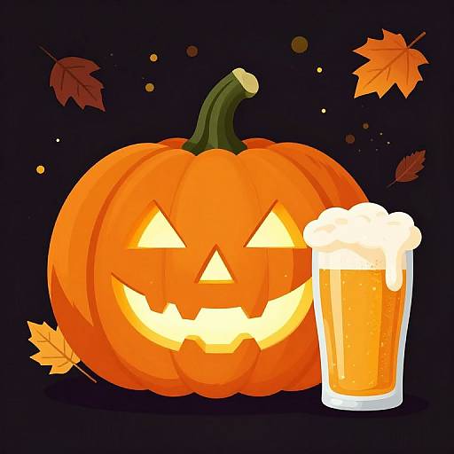 Glowing Jack-o'-Lantern with Beer