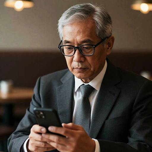Serious Middle-Aged Man with Phone