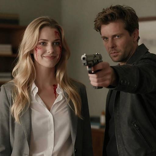 Tense Indoor Encounter with Dark Atmosphere